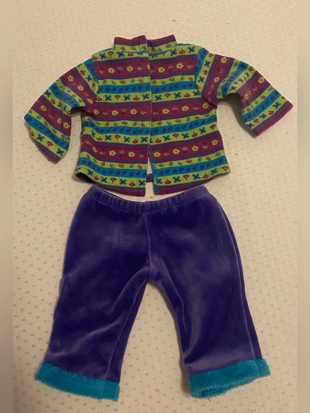 American Girl Itty Bitty Baby Striped Fleece Pants Set.